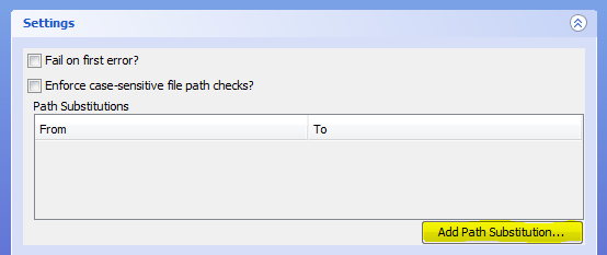 Part of GUI, showing 'Add Path Substitution...' button highlighted