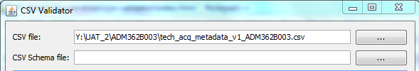 Part of GUI, showing completed CSV file text box