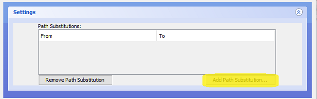 Part of GUI, showing 'Add Path Substitution...' button highlighted