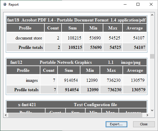 Report window
